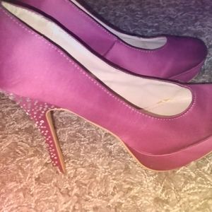 Women fushia, crystal studded stilettos